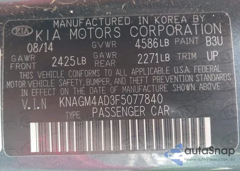 2015 Kia Optima Hybrid z USA, uszkodzony, nr VIN KNAGM4AD3F5077840